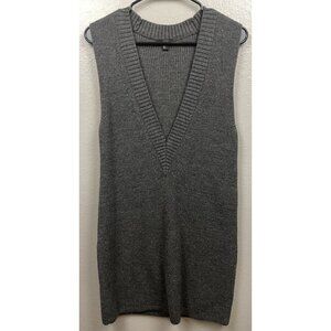 COS Women's Oversized Sweater Vest/Dress Gray XS Knit Deep V Cable 100% Wool